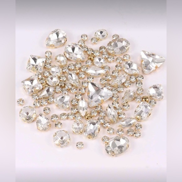 Accessories - Decorative Clear Rhinestones in Gold | DIY & Sewing | New | 130 Pieces